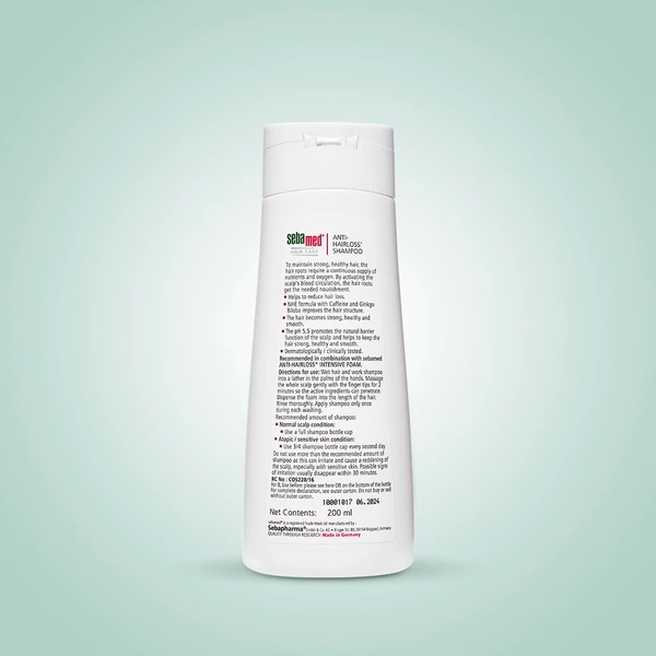 Sebamed Anti-Hairloss Shampoo 200ml| pH 5.5 | Clinically Proven Formula with NHE & Caffeine | Reduces Hair Fall & Strengthens Hair | Dermatologically Tested