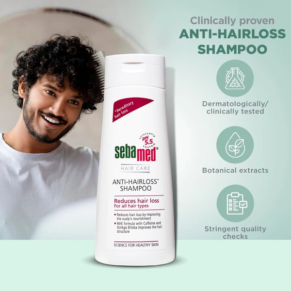 Sebamed Anti-Hairloss Shampoo 200ml| pH 5.5 | Clinically Proven Formula with NHE & Caffeine | Reduces Hair Fall & Strengthens Hair | Dermatologically Tested