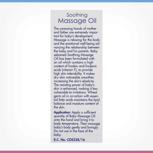 Sebamed Baby Soothing Massage Oil 150ml | pH 5.5 for Gentle & Moisturizing Care | Enriched with Natural Oils to Soothe & Hydrate Baby's Skin | Dermatologically Tested