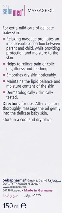 Sebamed Baby Soothing Massage Oil 150ml | pH 5.5 for Gentle & Moisturizing Care | Enriched with Natural Oils to Soothe & Hydrate Baby's Skin | Dermatologically Tested