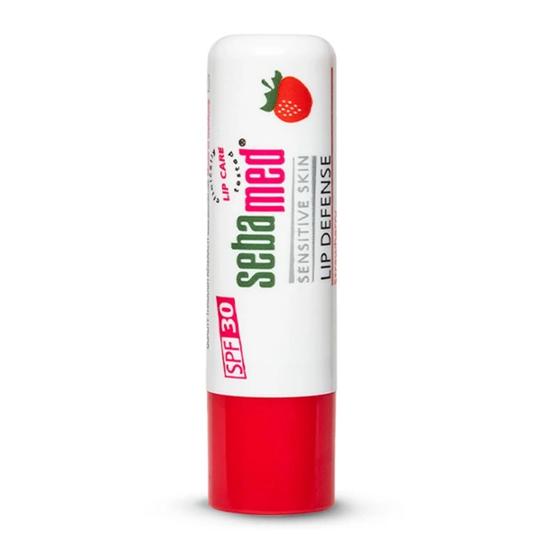 Seba Med Sebamed Lip Defense Strawberry 4.8g | SPF 30 Lip Balm with Natural Oils & Vitamin E | Heals Dry, Chapped Lips | UV Protection | Dermatologically Tested