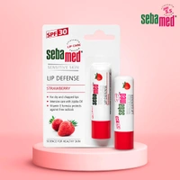 Seba Med Sebamed Lip Defense Strawberry 4.8g | SPF 30 Lip Balm with Natural Oils & Vitamin E | Heals Dry, Chapped Lips | UV Protection | Dermatologically Tested