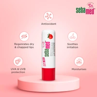 Seba Med Sebamed Lip Defense Strawberry 4.8g | SPF 30 Lip Balm with Natural Oils & Vitamin E | Heals Dry, Chapped Lips | UV Protection | Dermatologically Tested
