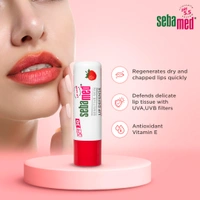 Seba Med Sebamed Lip Defense Strawberry 4.8g | SPF 30 Lip Balm with Natural Oils & Vitamin E | Heals Dry, Chapped Lips | UV Protection | Dermatologically Tested