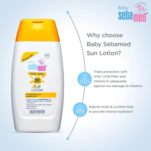 Sebamed SPF 50+ Baby Sun Lotion 200ml | High Protection Against UVA & UVB Rays | Gentle & Moisturizing Formula for Sensitive Baby Skin | Dermatologically Tested