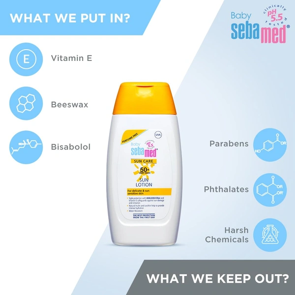 Sebamed SPF 50+ Baby Sun Lotion 200ml | High Protection Against UVA & UVB Rays | Gentle & Moisturizing Formula for Sensitive Baby Skin | Dermatologically Tested
