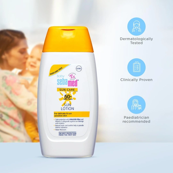 Sebamed SPF 50+ Baby Sun Lotion 200ml | High Protection Against UVA & UVB Rays | Gentle & Moisturizing Formula for Sensitive Baby Skin | Dermatologically Tested