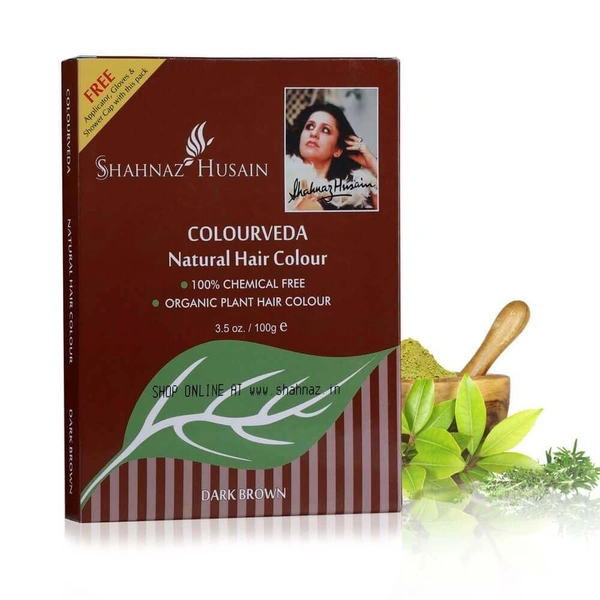 Shahnaz Husain Colourveda Dark Brown Natural Hair Color 100gm | Ammonia-Free Herbal Dye | Henna & Indigo | Nourished, Healthy & Long-Lasting Color