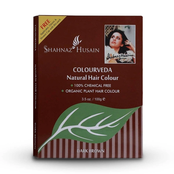Shahnaz Husain Colourveda Natural Hair Colour Dark Brown 100g| 100% Chemical-Free Herbal Dye | Enriched with Henna & Indigo