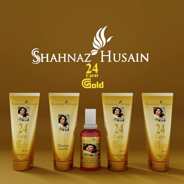 Shahnaz Husain Gold Facial Kit, 24 Carat Gold Skin Radiance | Anti-Aging & Hydrating Facial Care | Deep Cleansing, Nourishing & Glow-Boosting Skincare for Youthful Skin