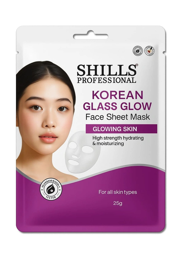 Shills Professional Face Sheet Mask Set with Korean Glass Glow | Glowing Skin & Anti-Dark Circle Care | Brightens & Revitalizes Skin | Hydrating & Radiance Boost