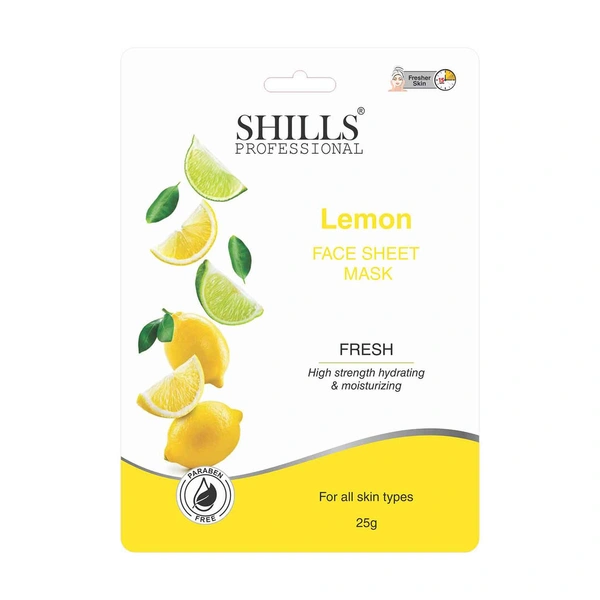 Shills Professional Face Sheet Mask Set with Lemon | Hydrating & Refreshing | Brightens and Moisturizes Skin | Suitable for All Skin Types