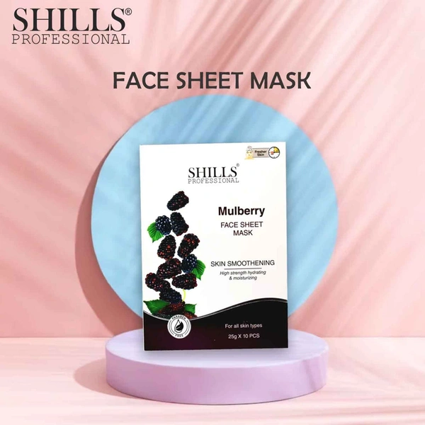 Shills Professional Face Sheet Mask Set with Mulberry | Brightening & Hydrating | Restores Radiance, Evens Skin Tone & Revitalizes Complexion | For All Skin Types