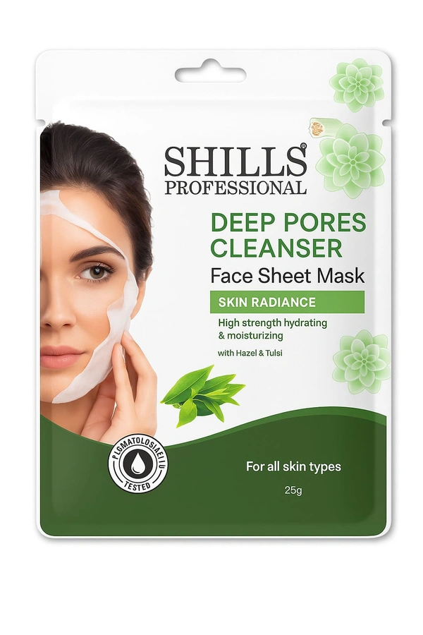 Shills Professional Face Sheet Mask Set with Neem & Tulsi | Deep Pore Cleansing & Clarifying | Controls Oil & Impurities | Smooth & Refreshed Skin | All Skin Types