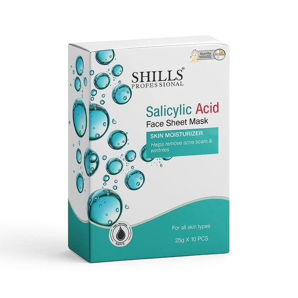 Shills Professional Face Sheet Mask Set with Salicylic Acid | Moisturizing & Soothing Care | Calms & Hydrates Skin | Reduces Irritation & Redness | Suitable for All Skin Types