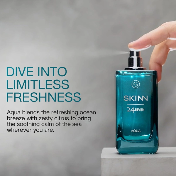 Skinn Titan Skinn 24Seven Aqua Eau De Parfum for Men 100ml | Refreshing & Long-Lasting Scent | Aquatic & Citrus Notes | Perfect for Daily Wear | Premium Fragrance for Men