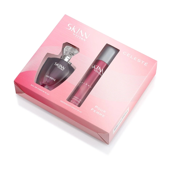 Skinn By Titan Celeste Gift Set for Women | EDP 50ml + Deo 75ml | Elegant Floral-Jasmine Fragrance | Long-Lasting, Fresh & Feminine Scent | Perfect Gift for Her