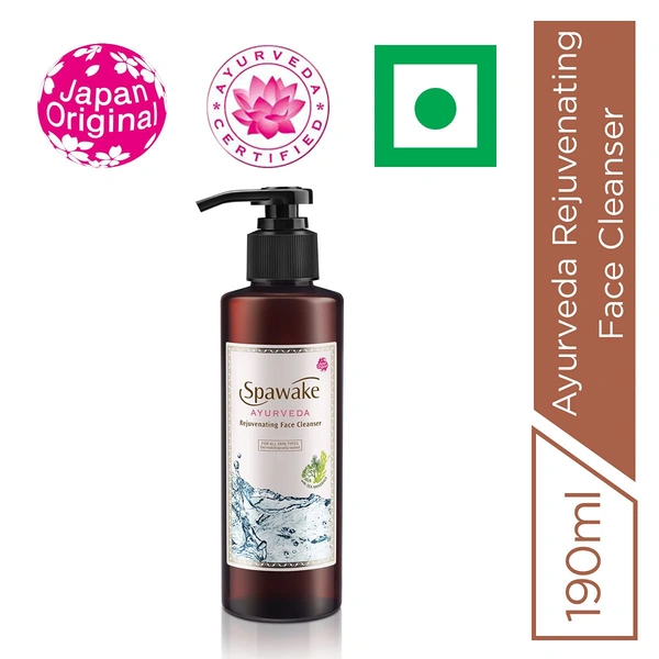 Spawake Ayurveda Rejuvenating Face Cleanser - 190ml | Refreshes Skin | Face Wash with Natural Extracts | Hydrating | Removes Dirt & Impurities | Dermatologically Tested | For All Skin Type