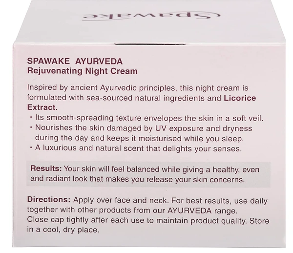 Spawake Ayurveda Rejuvenating Night Cream-50g | Reduce Inflammation | Boosts Skin Elasticity | Deeply Hydrates & Nourishes | Fine Line Reduction | Overnight Skin Care | for All Skin Types