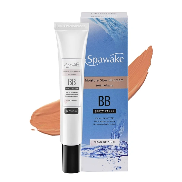 Spawake Moisture Glow BB Cream 30g | SPF27/Pa+++ | Non Clogging to Pores | Dermatologist Tested | Radiant Finish | Sun Protection | For All Skin Types | 02 Natural Beige