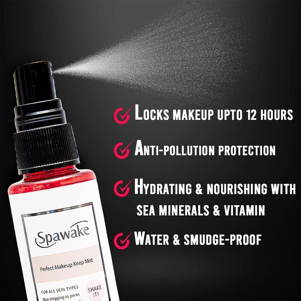 Spawake Perfect Makeup Keep Mist 50ml | Makeup Setting Spray | Long-lasting makeup finish | Pollution Protection | Smooth & Smudge Proof | Non Clogging to Pores| For All skin types