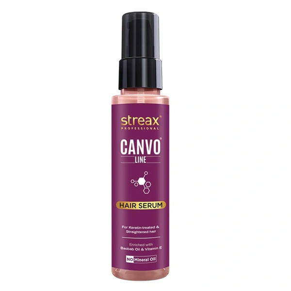 Streax Professional Canvoline Hair Serum | Lightweight Shine & Frizz Control for Treated Hair | For Straight & Silky hair | Paraben & Silicon free | Split-End Protection | 100ml