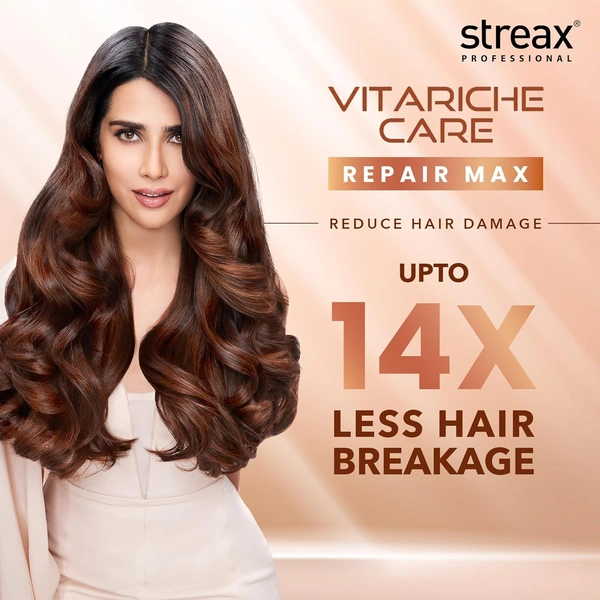 Streax Professional Vitariche Care Repair Max Shampoo 300ml | Enriched with Biotin & Antioxidants | Repairs Dry & Damaged Hair | Reduces Breakage & Restores Strength
