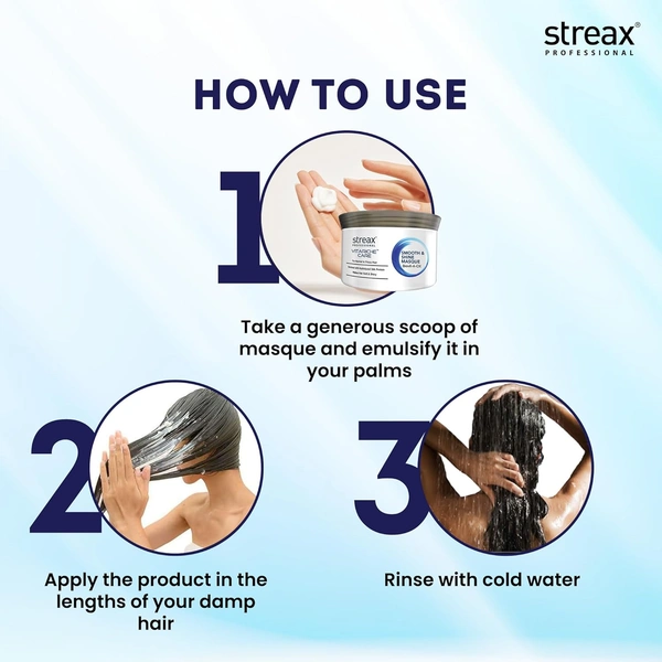 Streax Professional Vitariche Hair Care 500g | Smooth & Shine Masque | Fresh Fragrance |Dry Hair