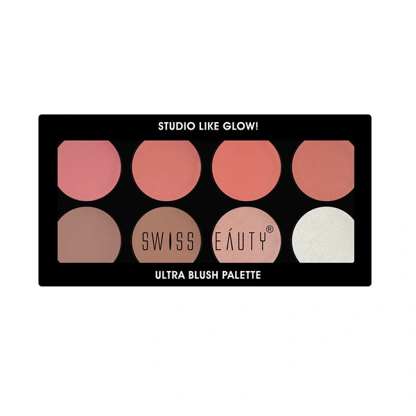 Swiss Beauty 8-in-1 Ultra Blush Palette | Pigmented Blusher | Flawless Glow | Matte & Shimmer Finishes | Get Radiant, Long-Lasting | blendable shades | Shade-2 , 16gm