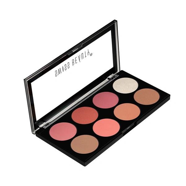 Swiss Beauty 8-in-1 Ultra Blush Palette | Pigmented Blusher | Flawless Glow | Matte & Shimmer Finishes | Get Radiant, Long-Lasting | blendable shades | Shade-3 , 16gm