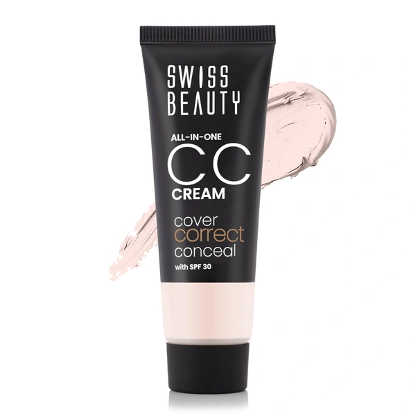 Swiss Beauty All-In-One Lightweight Light Ivory CC Cream 25g with SPF 30 | Covers, Corrects & Conceals | Hydrating, Long-Lasting & Perfect for Daily Use