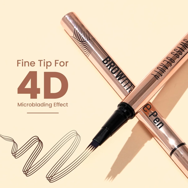 Swiss Beauty BROWmance Pen Shade 02 Medium Brown 1ml | 4D Microblading Effect | Fills Sparse Brows | Waterproof & Smudge-Proof | 8-Hour Stay | Natural Hair-Like Brow Strokes