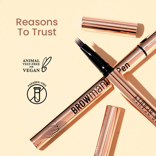 Swiss Beauty BROWmance Pen Shade 02 Medium Brown 1ml | 4D Microblading Effect | Fills Sparse Brows | Waterproof & Smudge-Proof | 8-Hour Stay | Natural Hair-Like Brow Strokes