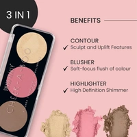 Swiss Beauty Cheek-A-Boo Face Palette 3-in-1 Blusher, Contour & Highlighter Shade 03 for a Sculpted Glow| Highly Pigmented, Blendable & Long-Lasting