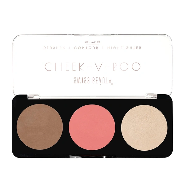 Swiss Beauty Cheek-A-Boo Face Palette 3-in-1 Blusher, Contour & Highlighter Shade 02 for a Sculpted Glow| Highly Pigmented, Blendable & Long-Lasting