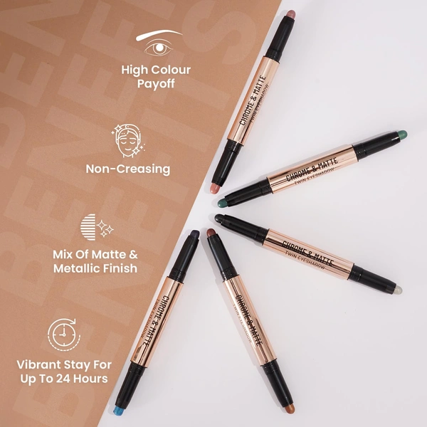 Swiss Beauty Chrome & Matte Twin Eyeshadow - 2g| Duo eyeshadow with matte and chrome finish | Non-creasing | Mix of matte & metallic finish | Vibrant stay for up to 24 hours | Pigmented & Long-Lasting | Shade- 01 ( Night Skies )|