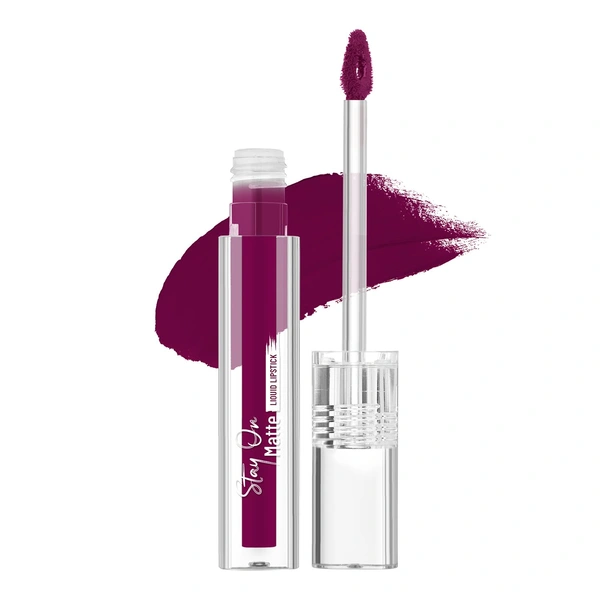 Swiss Beauty Classic Purple Stay On Matte Ultra Pigmented Liquid Lipstick Enriched with Vitamin E & Shea Butter | 24 Hour Stay | Matte Finish