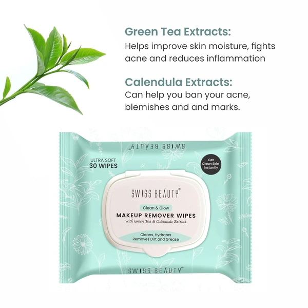 Swiss Beauty Clean & Glow Makeup Remover Wipes | Removes Dirt, Oil & Waterproof Makeup | Hydrating, Nourishing & Refreshing | Ultra-Soft, pH-Balanced & Travel-Friendly