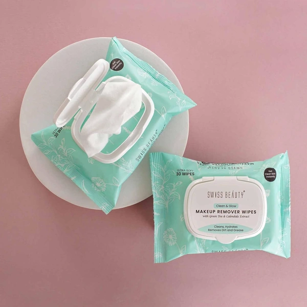 Swiss Beauty Clean & Glow Makeup Remover Wipes | Removes Dirt, Oil & Waterproof Makeup | Hydrating, Nourishing & Refreshing | Ultra-Soft, pH-Balanced & Travel-Friendly