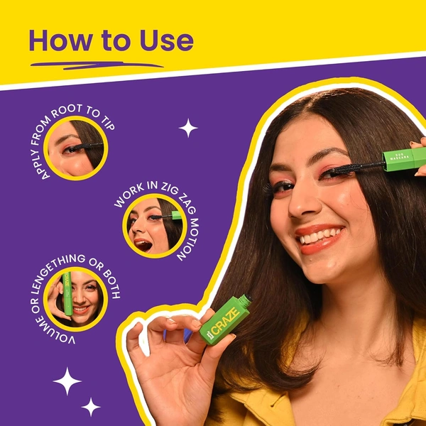 Swiss Beauty Swiss beauty Craze Duo Mascara 20ml | 2-in-1 Volumizing and Lengthening Mascara | With Smudge-Proof, Clump-Free Mascara | Waterproof | Dual-Ended for Dramatic Lashes | Intense Black Colour