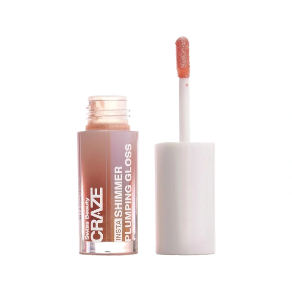 Swiss Beauty CRAZE Insta Shimmer Plumping Gloss with Menthol & Vitamin E | Super Glossy & Non-Sticky Lip Gloss | Instant Plump & Volume | Extra Moisturizing