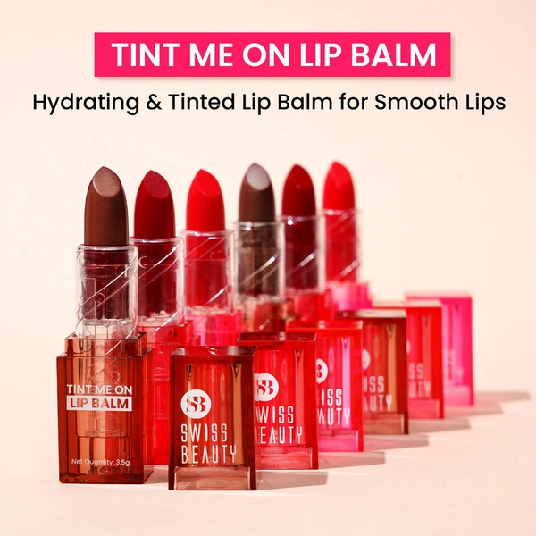 Swiss Beauty Pink Macaroon Tint Me On Lip Balm 3.5g | 2-in-1 Tinted Lip Care with Cocoa Butter | Hydrates & Heals Dry Lips | Subtle Color & Pleasant Fragrance