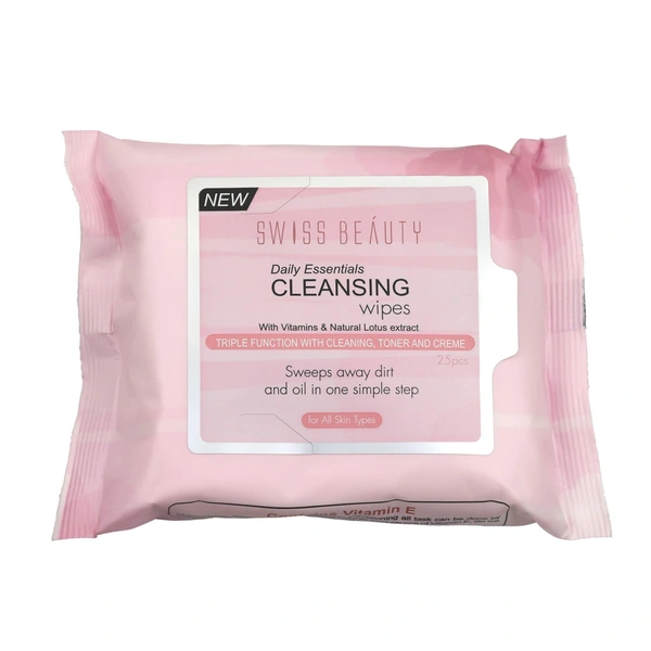 Swiss Beauty Daily Essentials Makeup Remover Cleansing Wet Wipes with Natural Lofus| Gentle, Hydrating & Effective | Waterproof Makeup Removal | No Rinsing Required