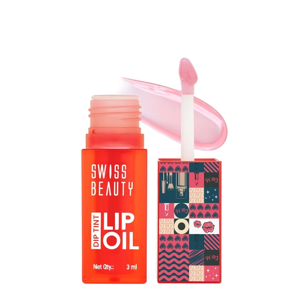 Swiss Beauty Dip Tint Colour Lip Oil - Strawberry | Infused with pH-based blend | Colour-Changing lip oil | Long-lasting hydration with Vitamin E | Glossy Finish | Repairs Chapped lips