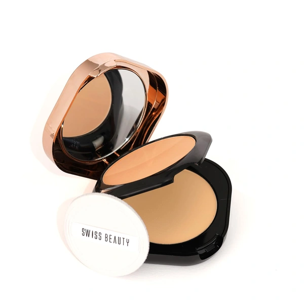 Swiss Beauty Double Duty Compact Powder 18g, Shade 03 Medium Honey / Golden Honey | 2-in-1 Day to Night Compact | Buildable Coverage | With Vitamin E & Hyaluronic Acid
