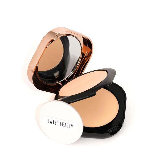 Swiss Beauty Double Duty Compact Powder 18g, Shade 01 Natural Ivory/Fair Ivory | 2-in-1 Day to Night Compact | Buildable Coverage | With Vitamin E & Hyaluronic Acid