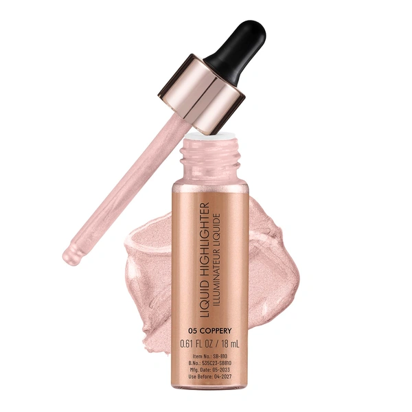 Swiss Beauty Drop & Glow Coppery Liquid Highlighter | Lightweight, Blendable & Long-Lasting | Multi-Use Illuminator for a Radiant, Dewy & Luminous Golden Glow