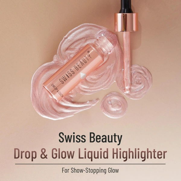 Swiss Beauty Drop & Glow Metal Liquid Highlighter | Lightweight, Blendable & Long-Lasting | Multi-Use Illuminator for a Radiant, Dewy & Luminous Golden Glow