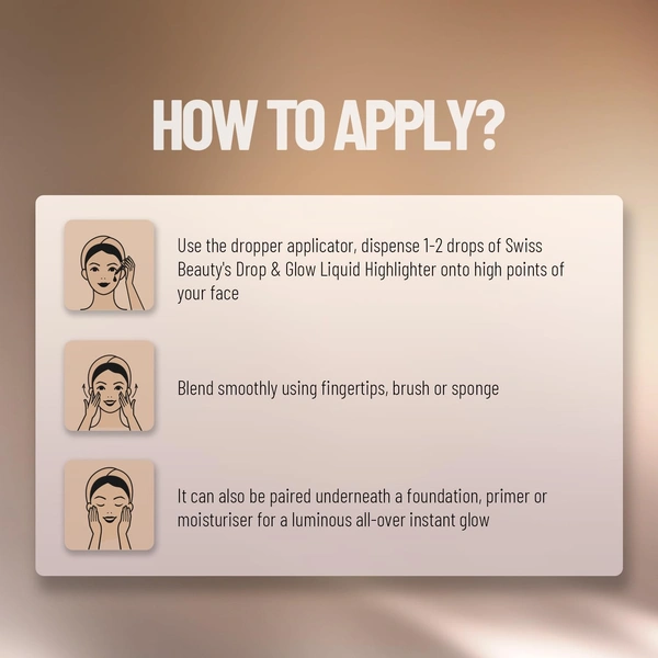 Swiss Beauty Drop & Glow Metal Liquid Highlighter | Lightweight, Blendable & Long-Lasting | Multi-Use Illuminator for a Radiant, Dewy & Luminous Golden Glow