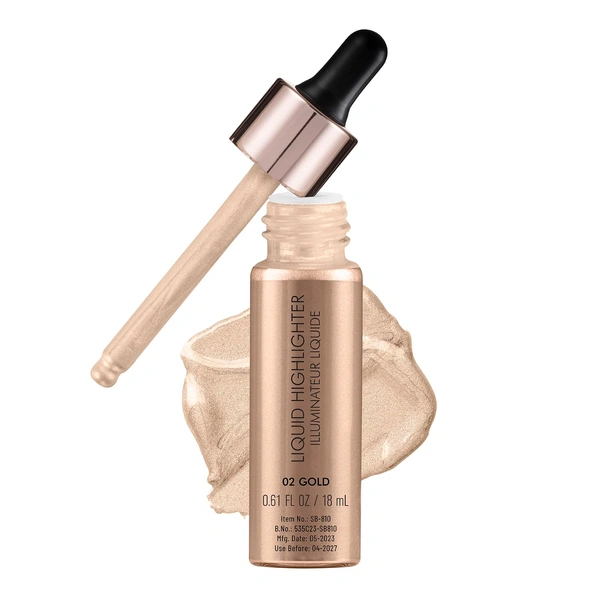 Swiss Beauty Drop & Glow Gold Liquid Highlighter | Lightweight, Blendable & Long-Lasting | Multi-Use Illuminator for a Radiant, Dewy & Luminous Golden Glow